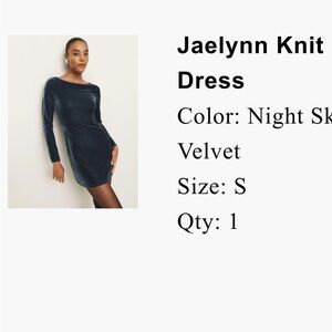 Reformation Midnight Velvet Long Sleeve Dress